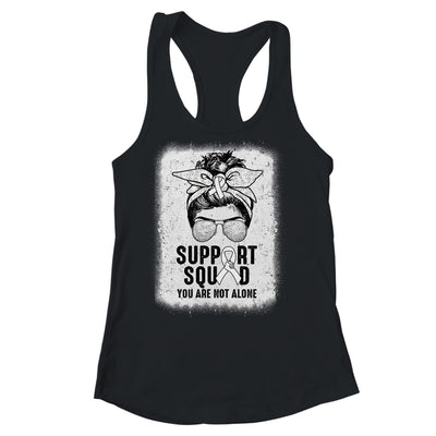 Support Squad Messy Bun Warrior White Lung Cancer Awareness Shirt & Tank Top | teecentury