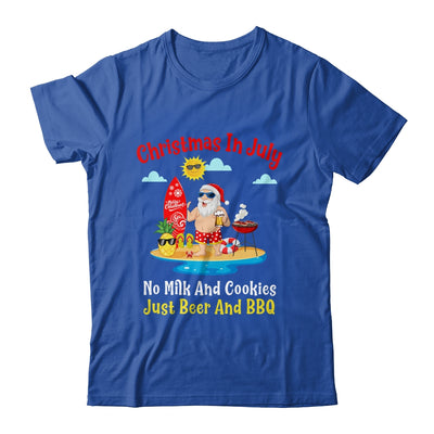 Surfer Santa Beer And BBQ Xmas Summer Christmas In July T-Shirt & Hoodie | Teecentury.com