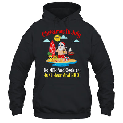 Surfer Santa Beer And BBQ Xmas Summer Christmas In July T-Shirt & Hoodie | Teecentury.com