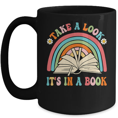 Take A Look It's In A Book Lover Reading Groovy Rainbow Mug | teecentury