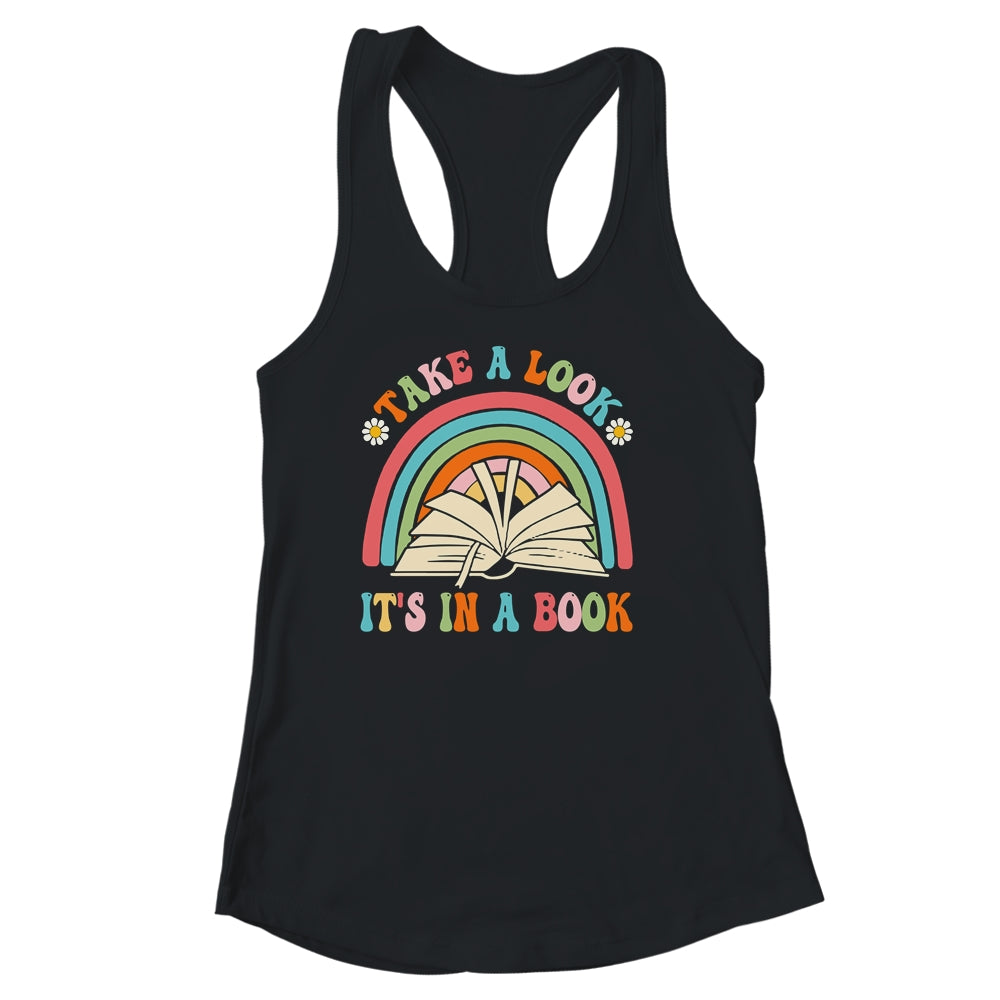 Take A Look It's In A Book Lover Reading Groovy Rainbow Shirt & Tank Top | teecentury