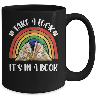 Take A Look It's In A Book Lover Reading Vintage Rainbow Mug | teecentury