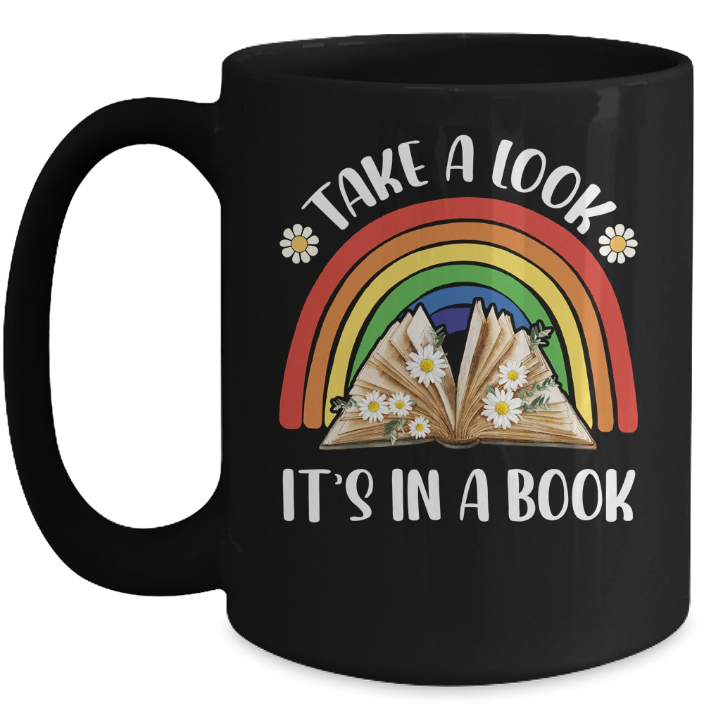 Take A Look It's In A Book Lover Reading Vintage Rainbow Mug | teecentury