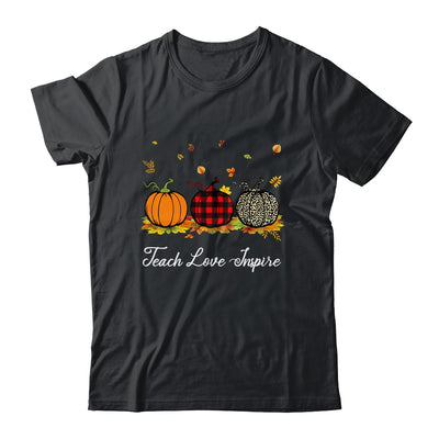 Teach Love Inspire Teacher Autumn Fall Pumpkin Leopard T-Shirt & Hoodie | Teecentury.com