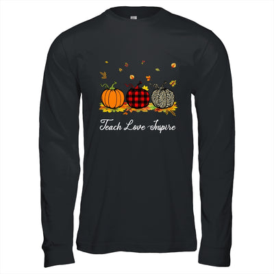 Teach Love Inspire Teacher Autumn Fall Pumpkin Leopard T-Shirt & Hoodie | Teecentury.com