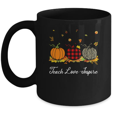 Teach Love Inspire Teacher Autumn Fall Pumpkin Leopard Mug Coffee Mug | Teecentury.com