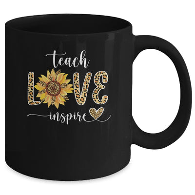 Teach Love Inspire Teacher Cute Sunflower Leopard Cheetah Mug Coffee Mug | Teecentury.com