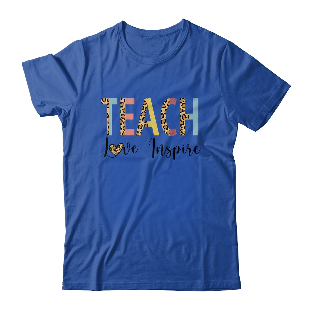 Teach Love Inspire Teacher Leopard Print T-Shirt & Tank Top | Teecentury.com