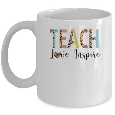 Teach Love Inspire Teacher Leopard Print Mug Coffee Mug | Teecentury.com