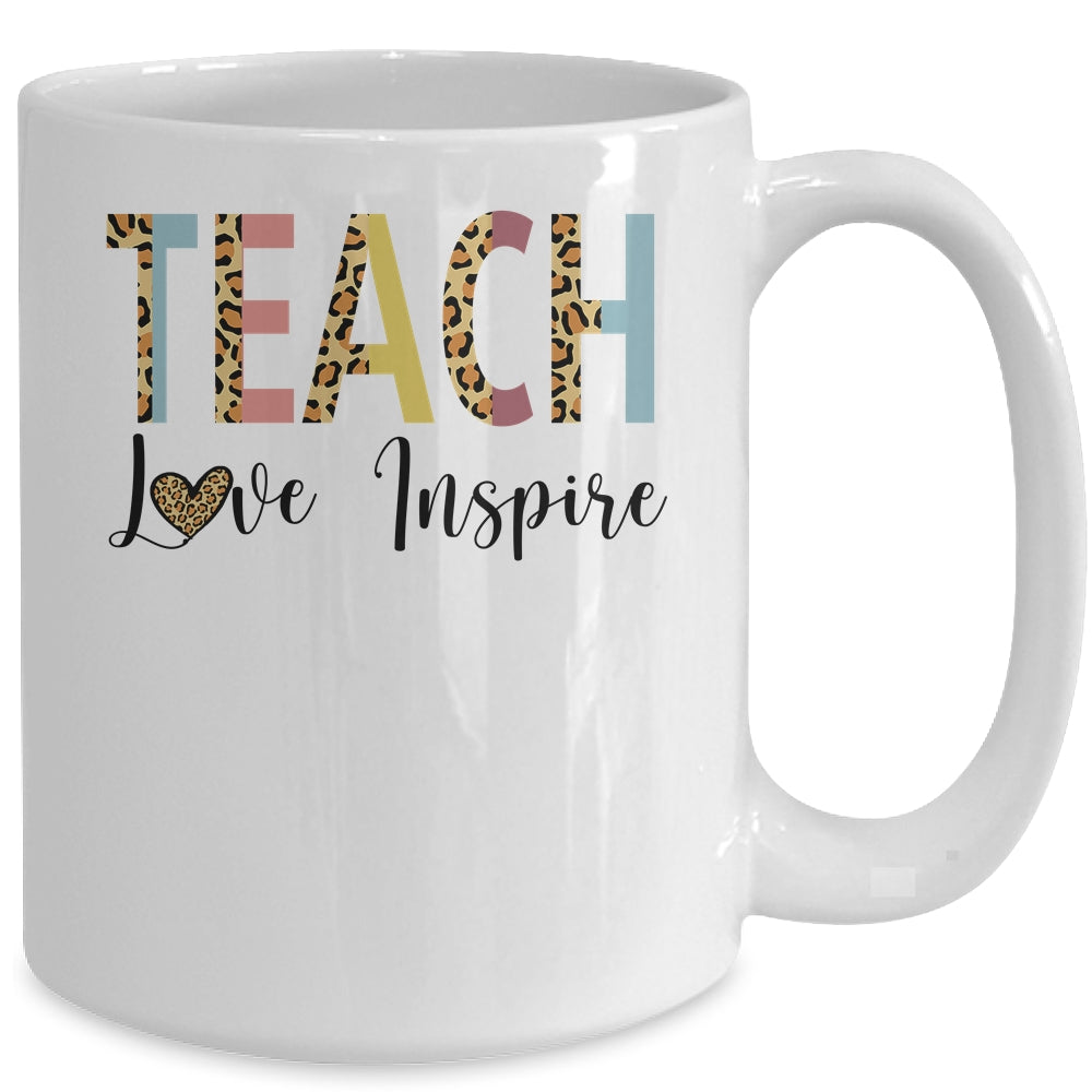 Teach Love Inspire Teacher Leopard Print Mug Coffee Mug | Teecentury.com