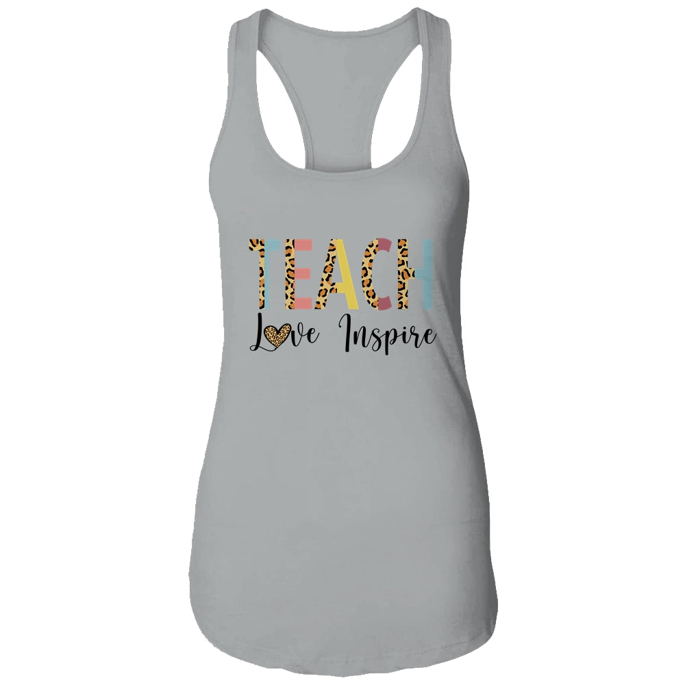 Teach Love Inspire Teacher Leopard Print T-Shirt & Tank Top | Teecentury.com
