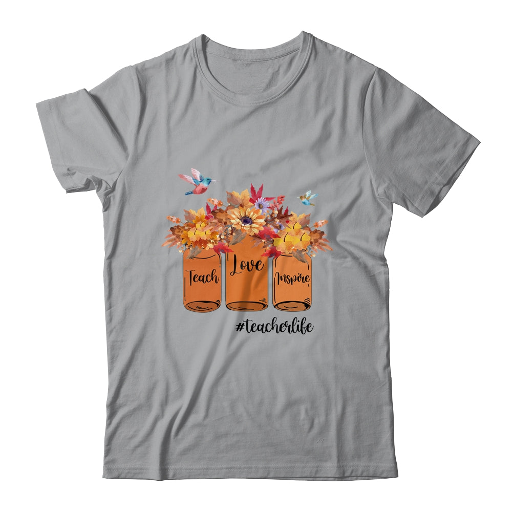 Teach Love Inspire Teacher Life Autumn Bottles Fall T-Shirt & Tank Top | Teecentury.com