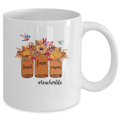 Teach Love Inspire Teacher Life Autumn Bottles Fall Mug Coffee Mug | Teecentury.com