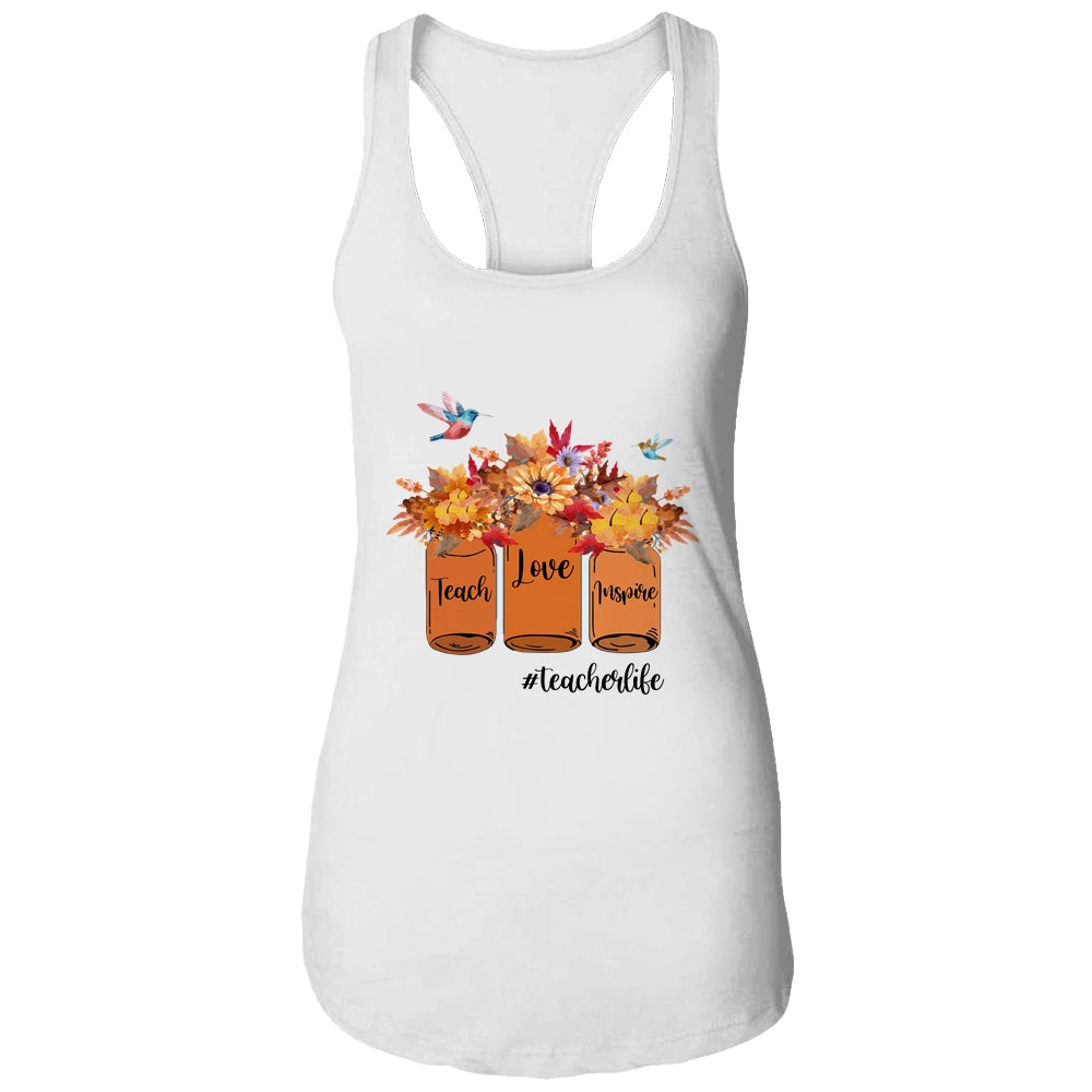 Teach Love Inspire Teacher Life Autumn Bottles Fall T-Shirt & Tank Top | Teecentury.com