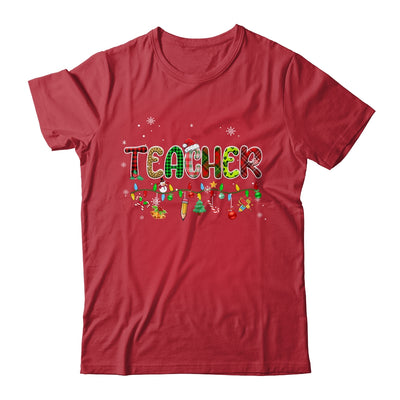 Teacher Christmas Books Santa Leopard Plaid Cakes Xmas Shirt & Sweatshirt | teecentury