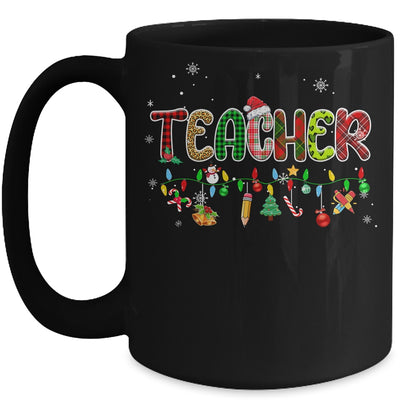 Teacher Christmas Books Santa Leopard Plaid Cakes Xmas Mug | teecentury