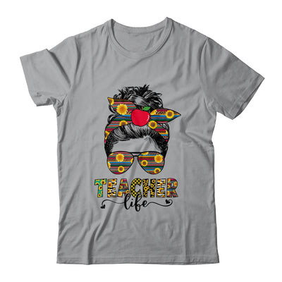 Teacher Life Messy Bun Hair Women Teachers Day Shirt & Tank Top | teecentury