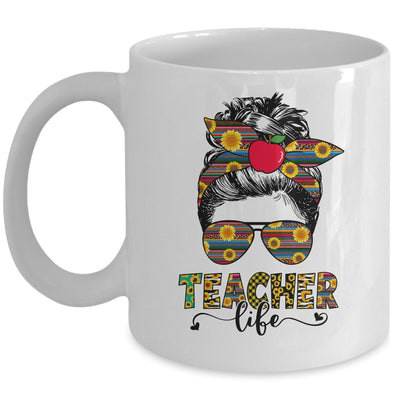 Teacher Life Messy Bun Hair Women Teachers Day Mug | teecentury