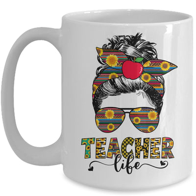 Teacher Life Messy Bun Hair Women Teachers Day Mug | teecentury