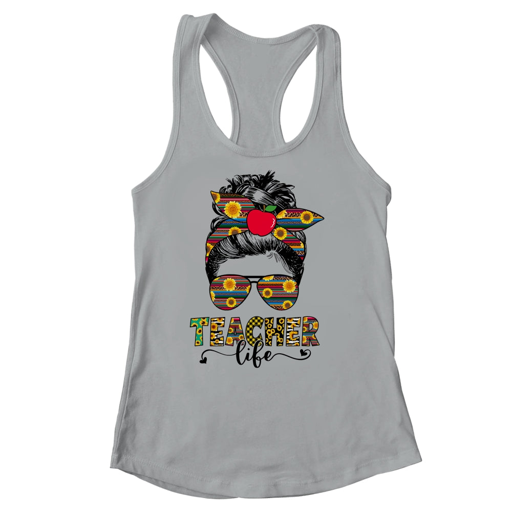 Teacher Life Messy Bun Hair Women Teachers Day Shirt & Tank Top | teecentury