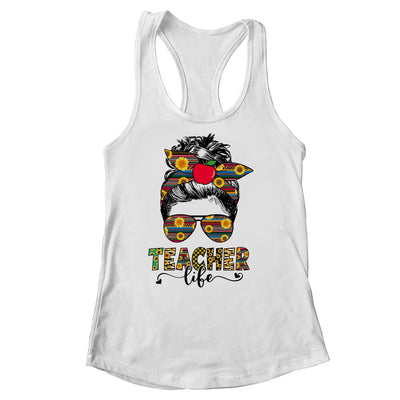 Teacher Life Messy Bun Hair Women Teachers Day Shirt & Tank Top | teecentury