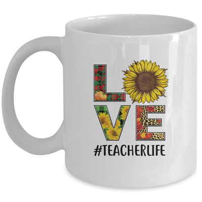 Teacher Life Sunflower Autumn Love Graphic Teacher Life Mug Coffee Mug | Teecentury.com