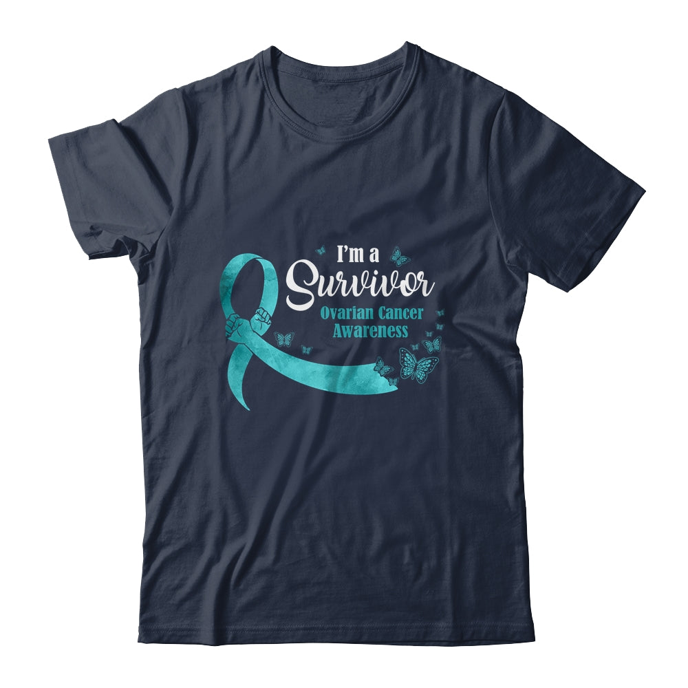 Teal Butterfly I'm A Survivor Ovarian Cancer Awareness T-Shirt & Hoodie | Teecentury.com