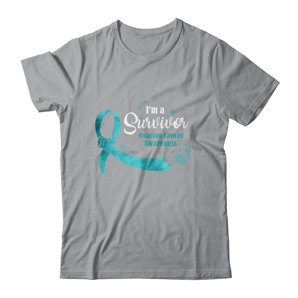 Teal Butterfly I'm A Survivor Ovarian Cancer Awareness T-Shirt & Hoodie | Teecentury.com