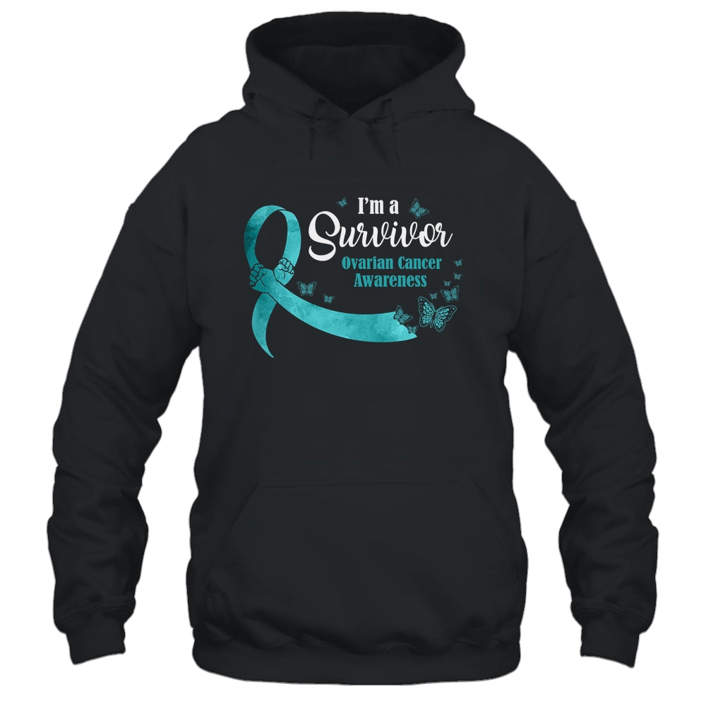 Teal Butterfly I'm A Survivor Ovarian Cancer Awareness T-Shirt & Hoodie | Teecentury.com