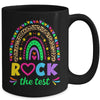 Test Day Rock The Test Teacher Testing Day Rainbow Leopard Mug | teecentury