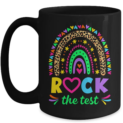 Test Day Rock The Test Teacher Testing Day Rainbow Leopard Mug | teecentury