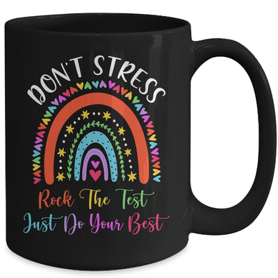 Test Day Rock The Test Teacher Testing Day Rainbow Teacher Mug | teecentury