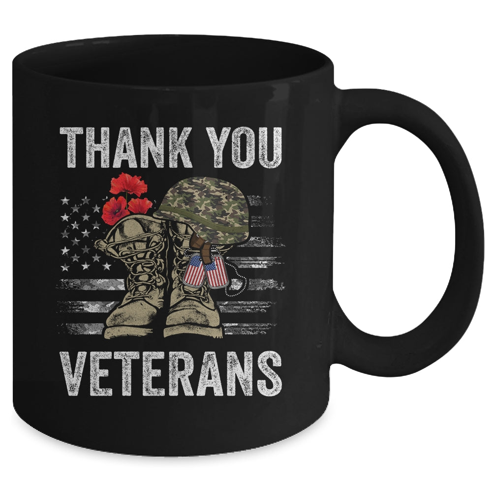 Thank You Veterans Combat Boots Poppy Flower Veteran Day Mug Coffee Mug | Teecentury.com