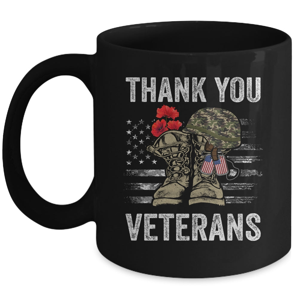 Thank You Veterans Combat Boots Poppy Flower Veteran Day Mug Coffee Mug | Teecentury.com