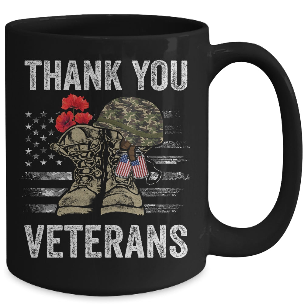 Thank You Veterans Combat Boots Poppy Flower Veteran Day Mug Coffee Mug | Teecentury.com