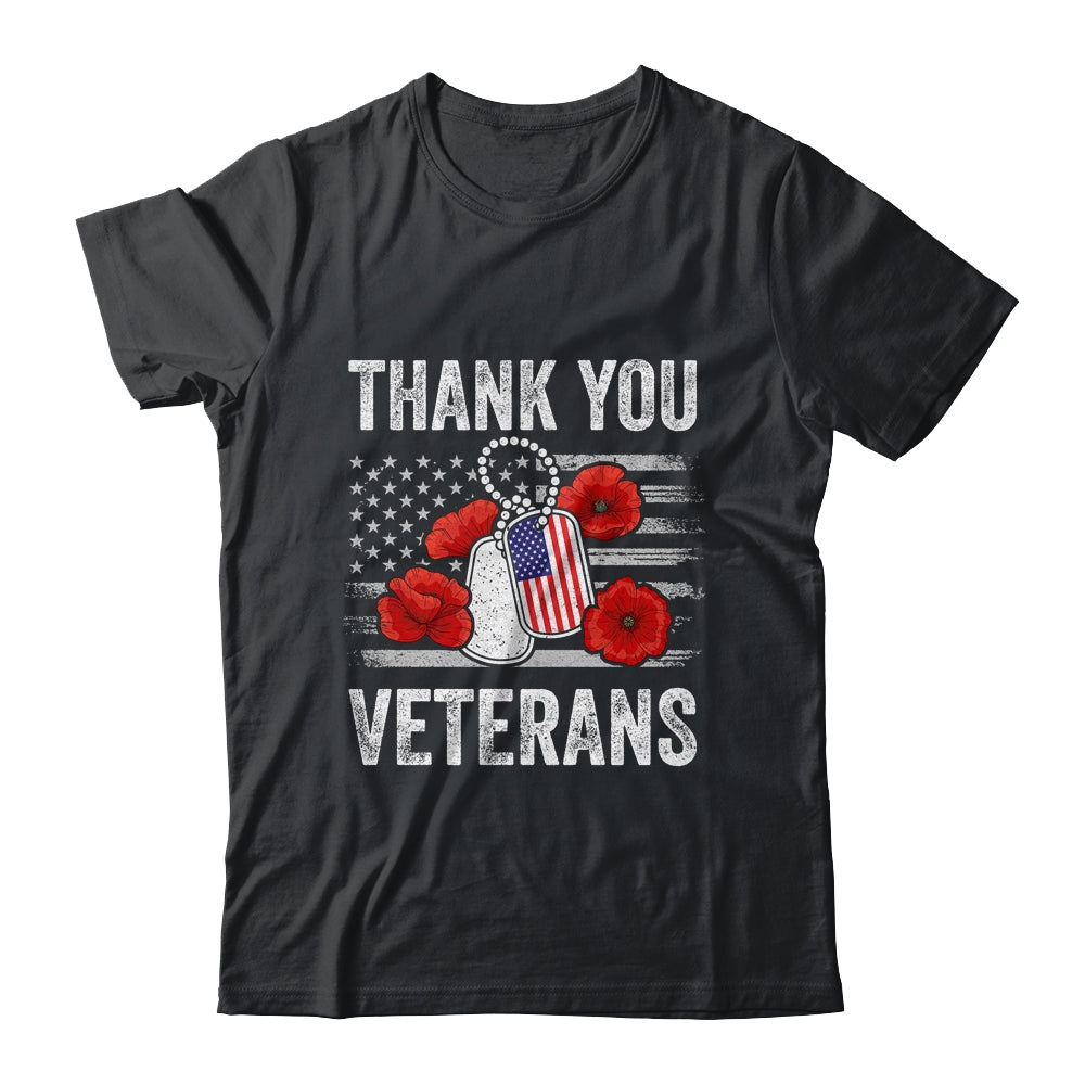 Thank You Veterans Combat Boots Poppy Veteran Day Flower T-Shirt & Hoodie | Teecentury.com