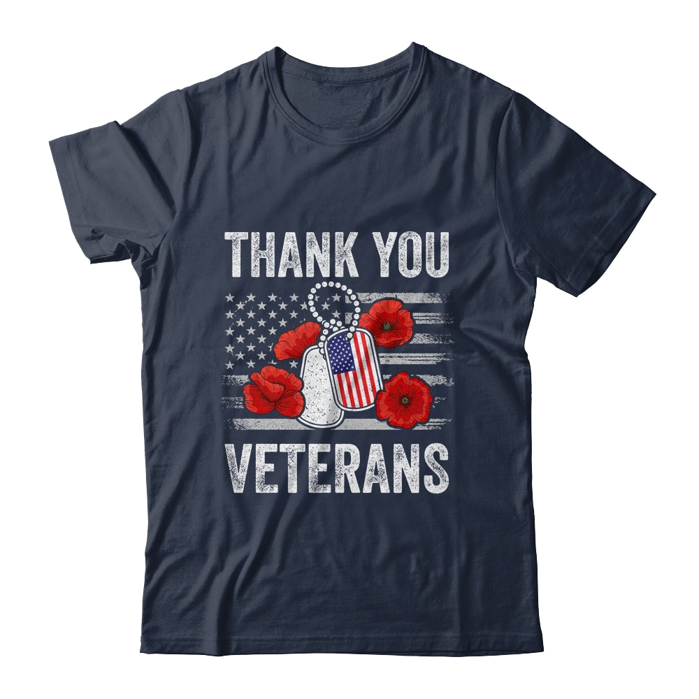 Thank You Veterans Combat Boots Poppy Veteran Day Flower T-Shirt & Hoodie | Teecentury.com