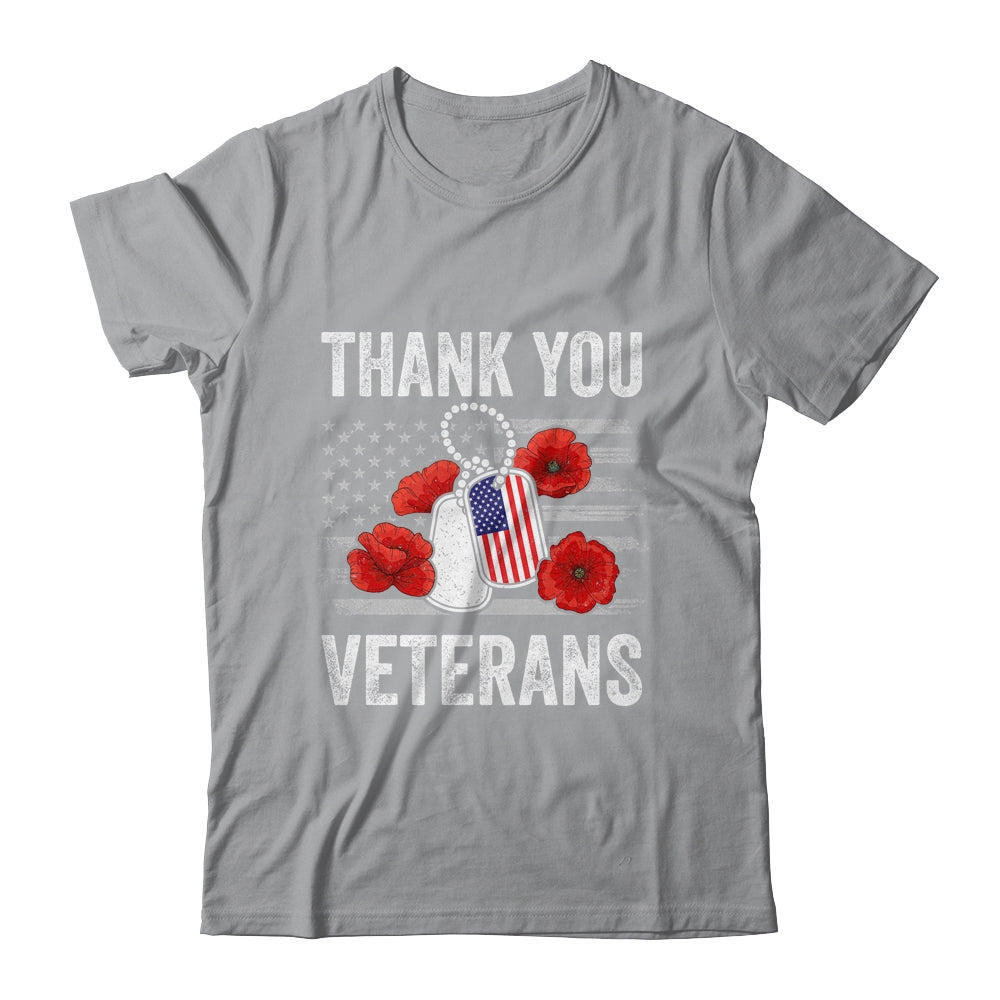 Thank You Veterans Combat Boots Poppy Veteran Day Flower T-Shirt & Hoodie | Teecentury.com
