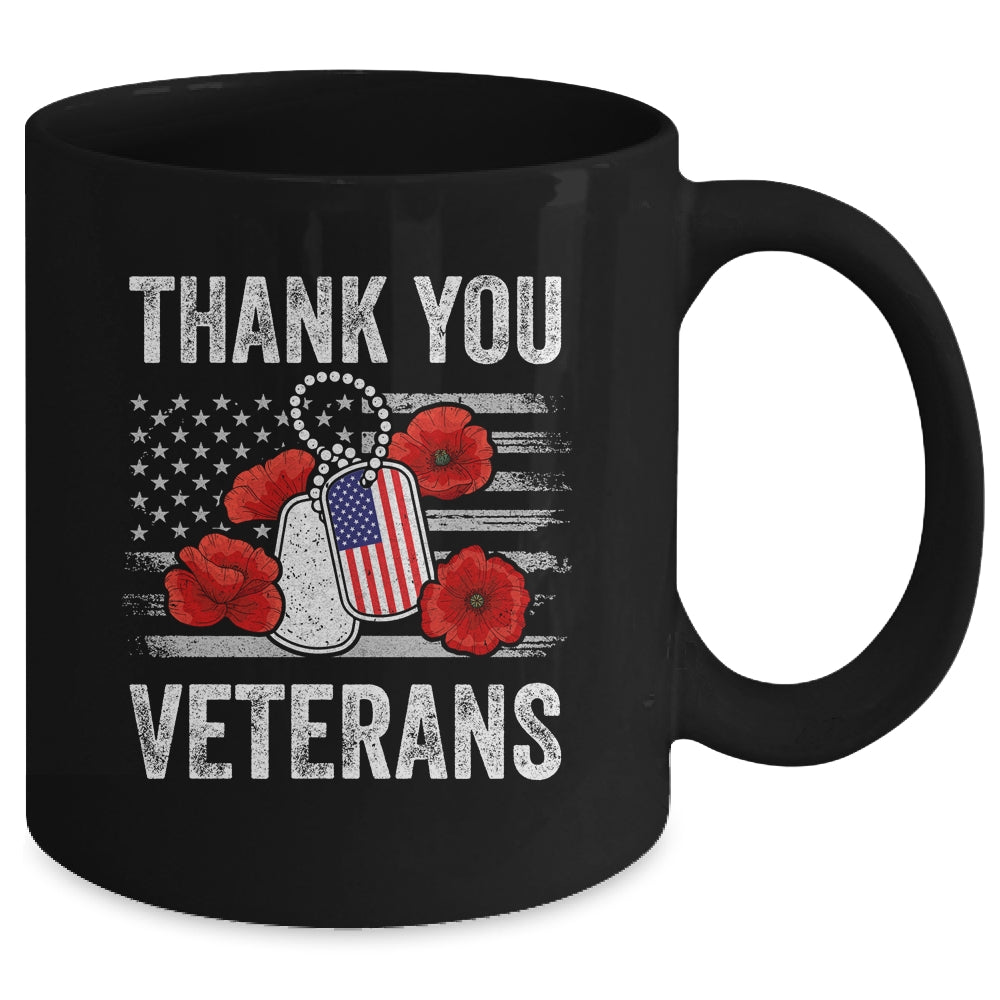 Thank You Veterans Combat Boots Poppy Veteran Day Flower Mug Coffee Mug | Teecentury.com