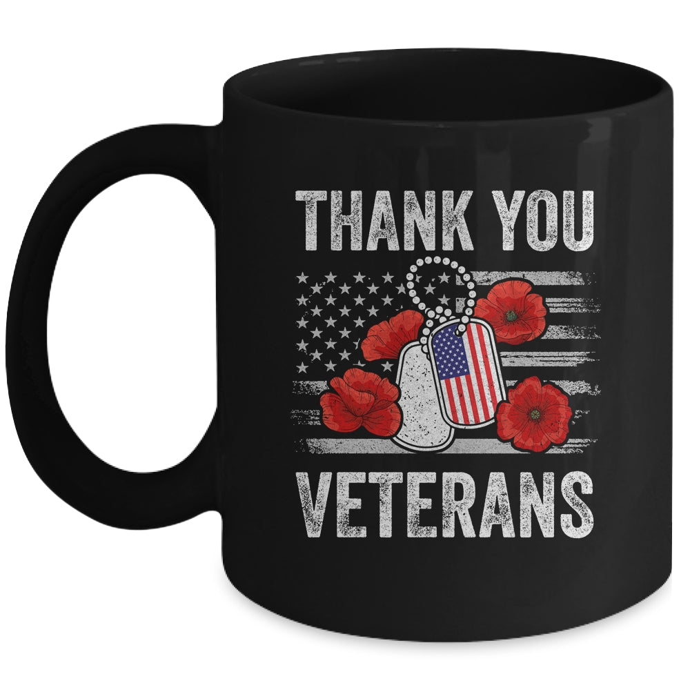 Thank You Veterans Combat Boots Poppy Veteran Day Flower Mug Coffee Mug | Teecentury.com