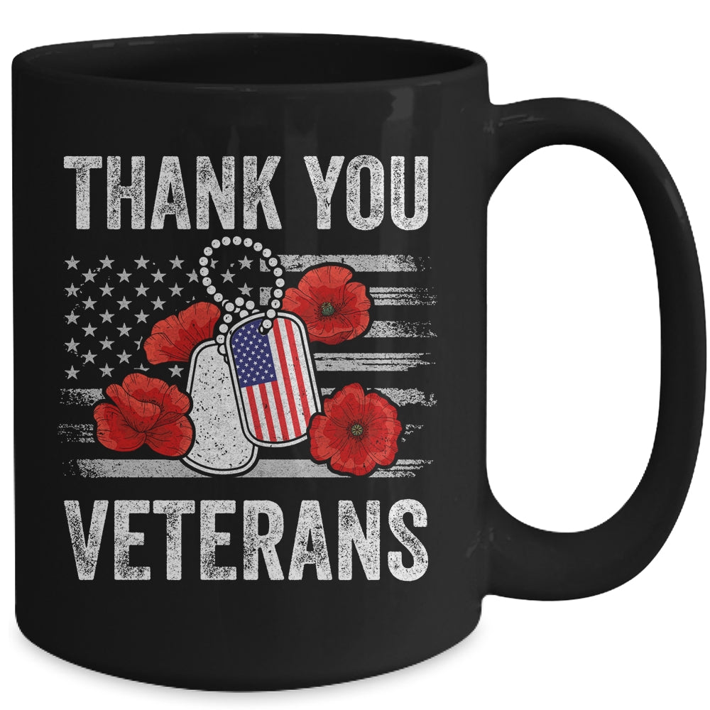 Thank You Veterans Combat Boots Poppy Veteran Day Flower Mug Coffee Mug | Teecentury.com