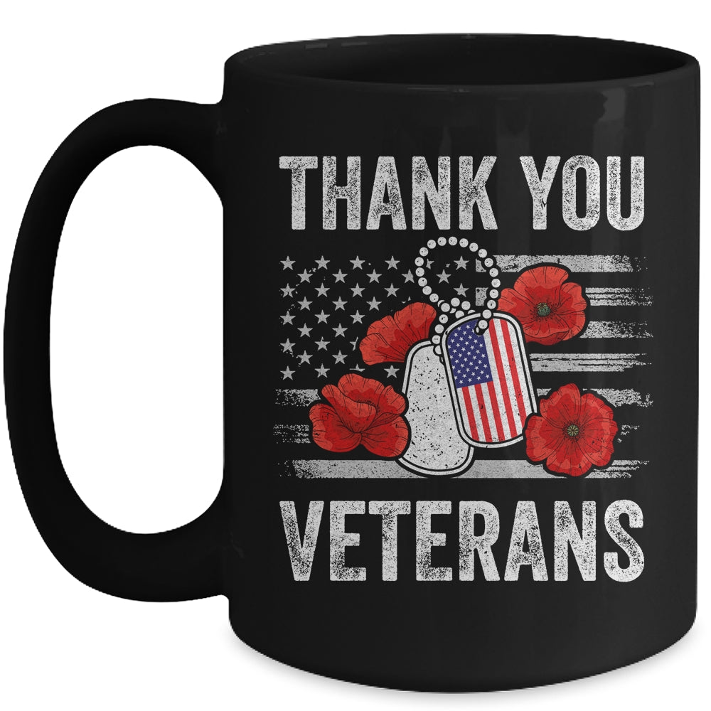 Thank You Veterans Combat Boots Poppy Veteran Day Flower Mug Coffee Mug | Teecentury.com