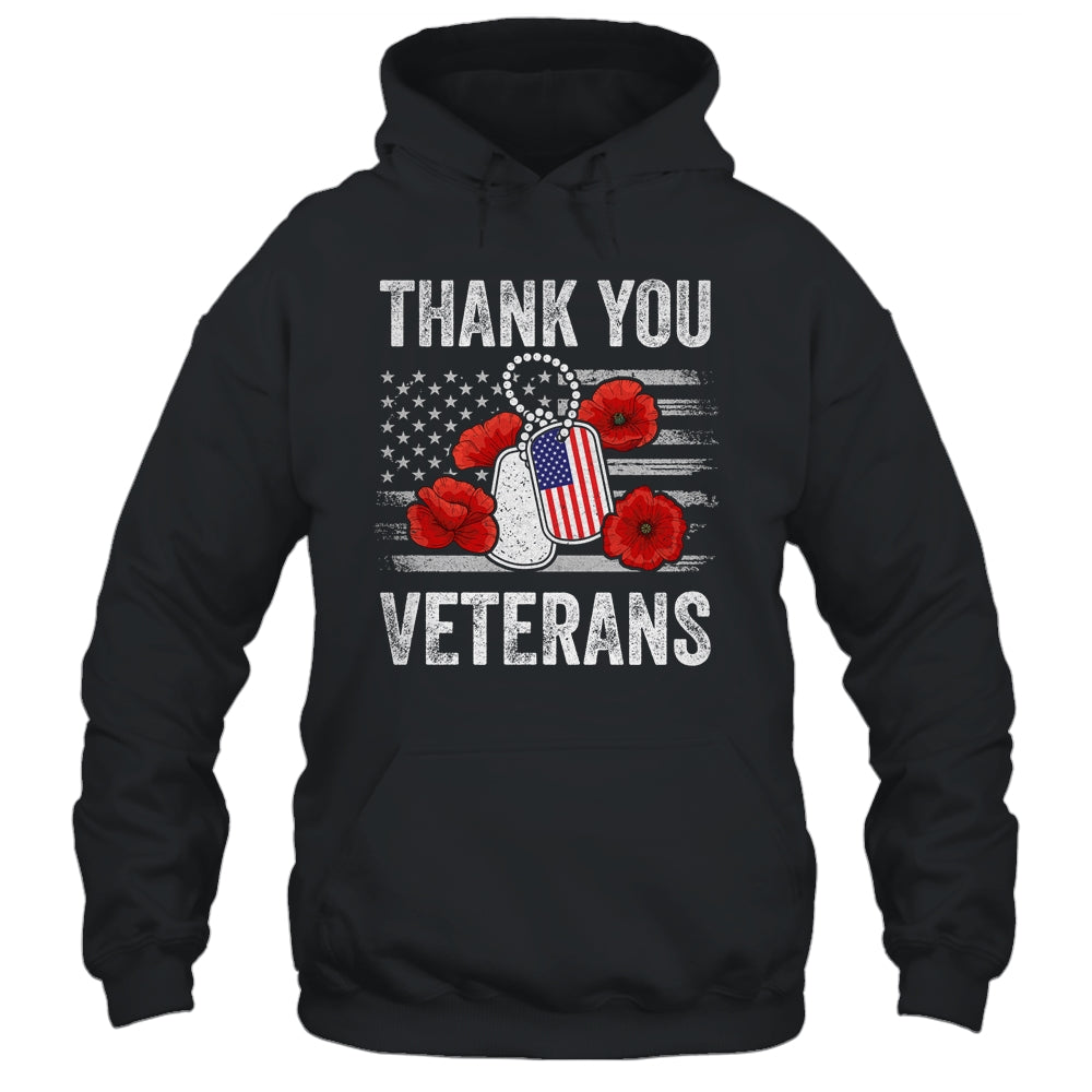 Thank You Veterans Combat Boots Poppy Veteran Day Flower T-Shirt & Hoodie | Teecentury.com