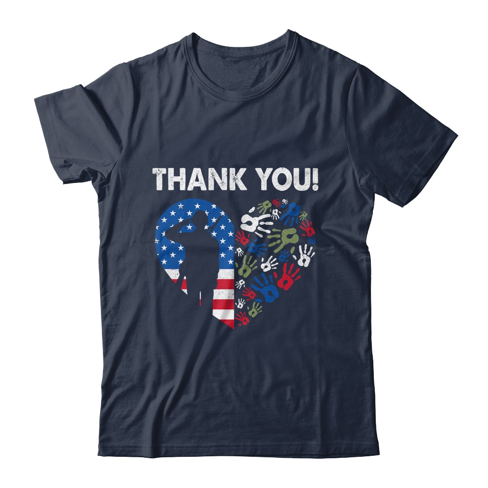 Thank You Veterans Day American Flag Heart Military Army Shirt & Hoodie | teecentury