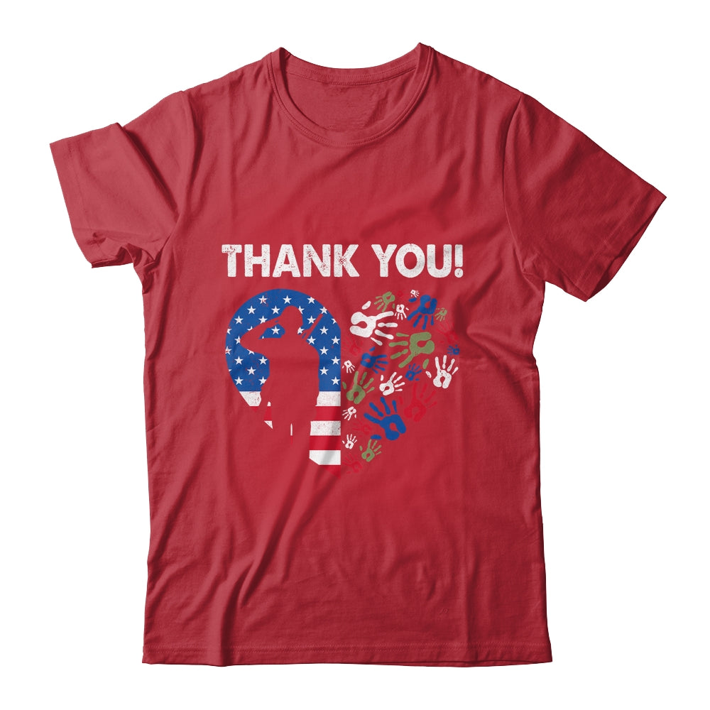 Thank You Veterans Day American Flag Heart Military Army Shirt & Hoodie | teecentury