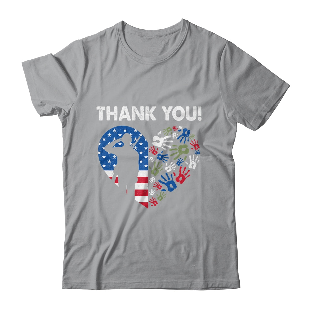 Thank You Veterans Day American Flag Heart Military Army Shirt & Hoodie | teecentury