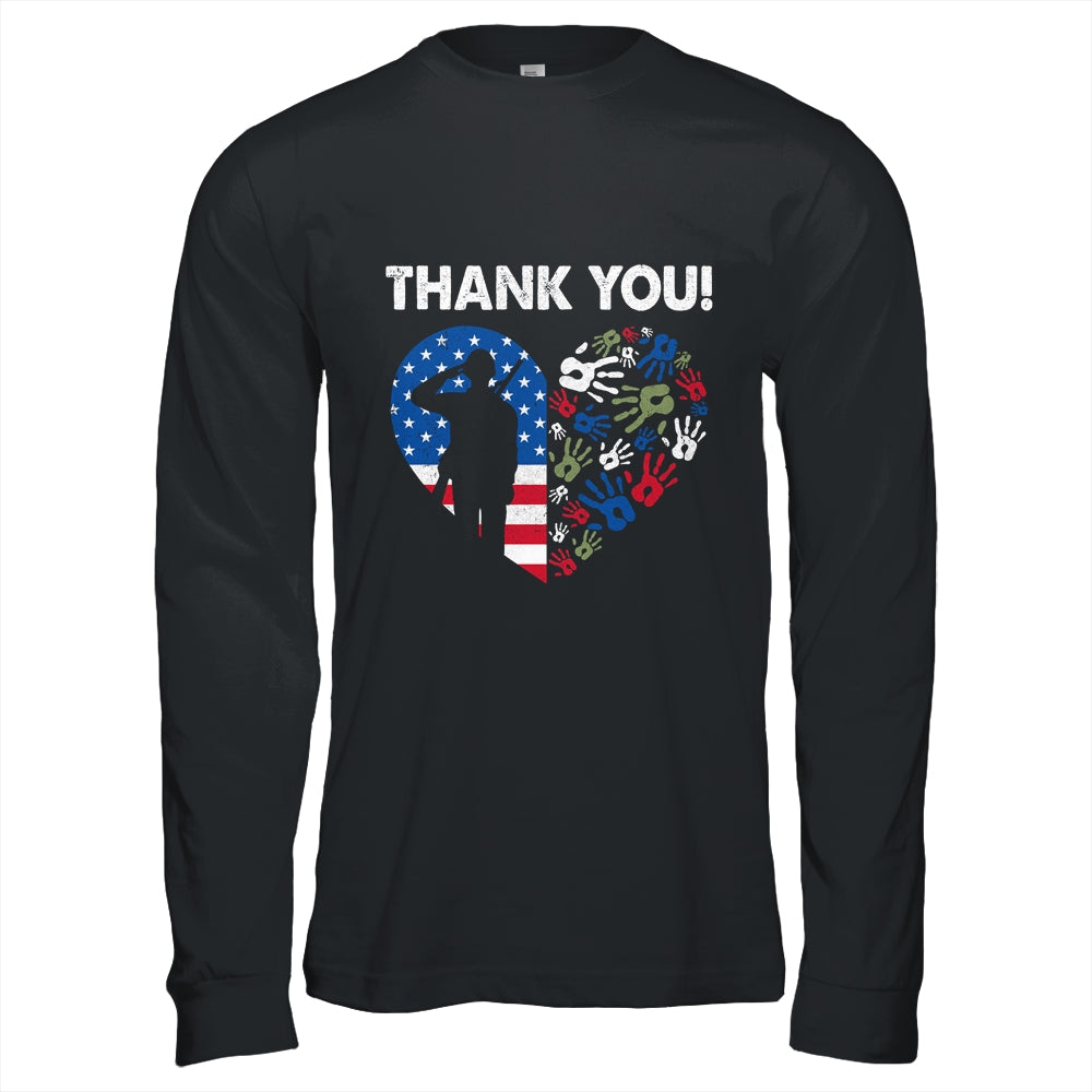 Thank You Veterans Day American Flag Heart Military Army Shirt & Hoodie | teecentury