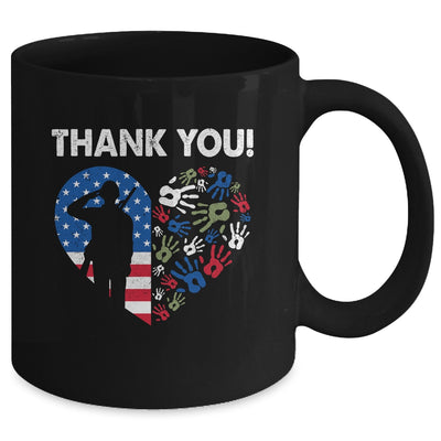 Thank You Veterans Day American Flag Heart Military Army Mug | teecentury