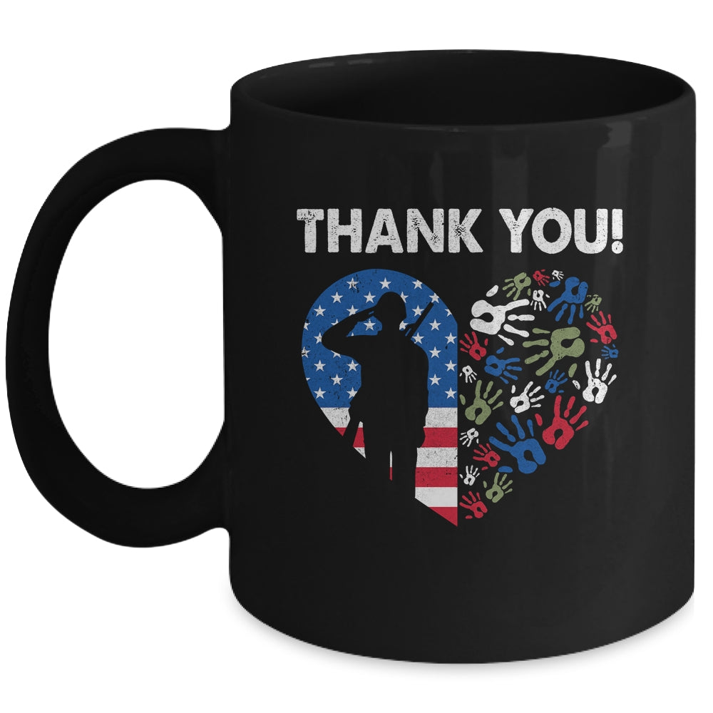Thank You Veterans Day American Flag Heart Military Army Mug | teecentury