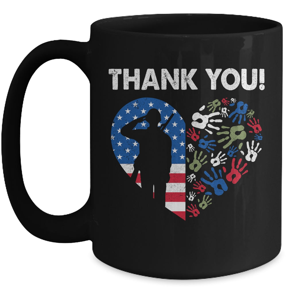 Thank You Veterans Day American Flag Heart Military Army Mug | teecentury